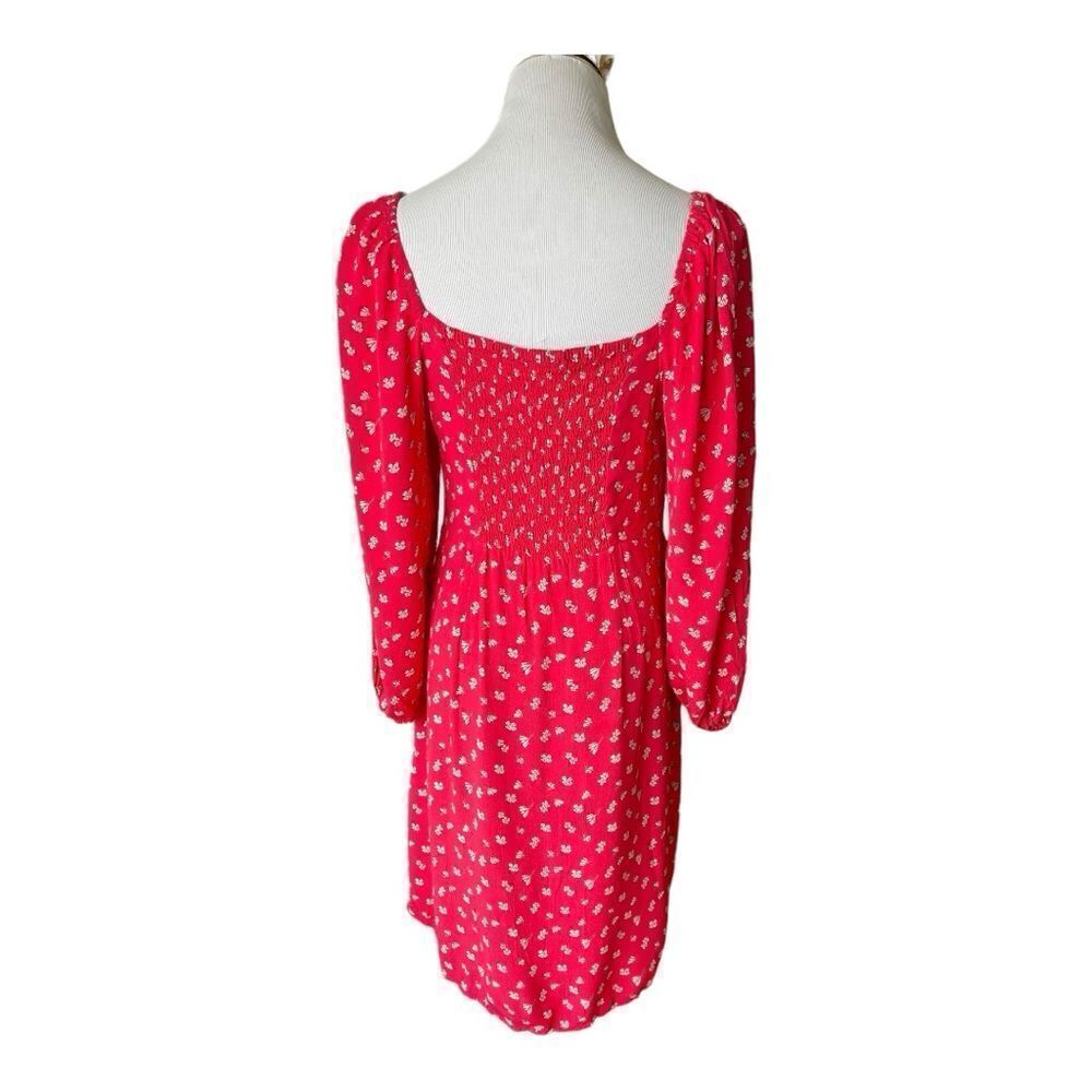 Anthropologie Sanctuary Cilia Wildflower Red Dress Sz 12 3/4 Sleeves Ballon EUC - Picture 10 of 10